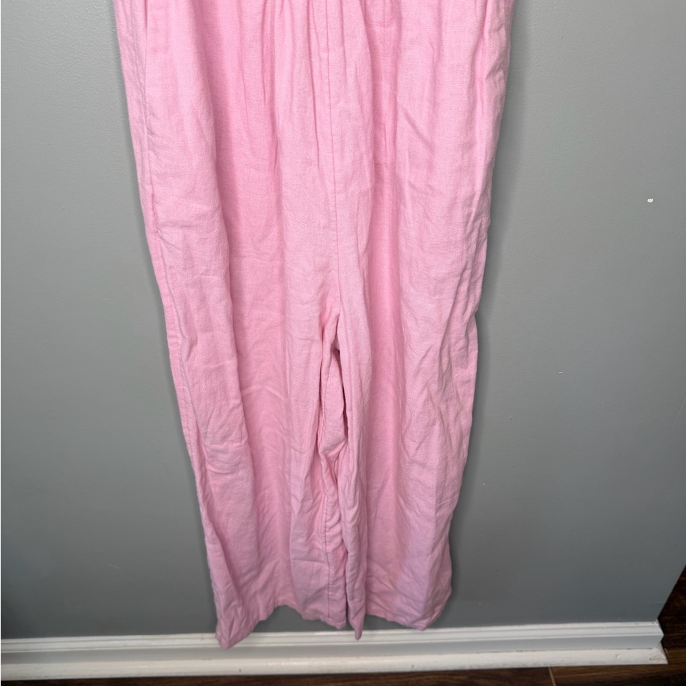 NWT Old Navy Linen Blend Gathered Smocked Sleeveless Baby Pink Jumpsuit - Picture 5 of 13